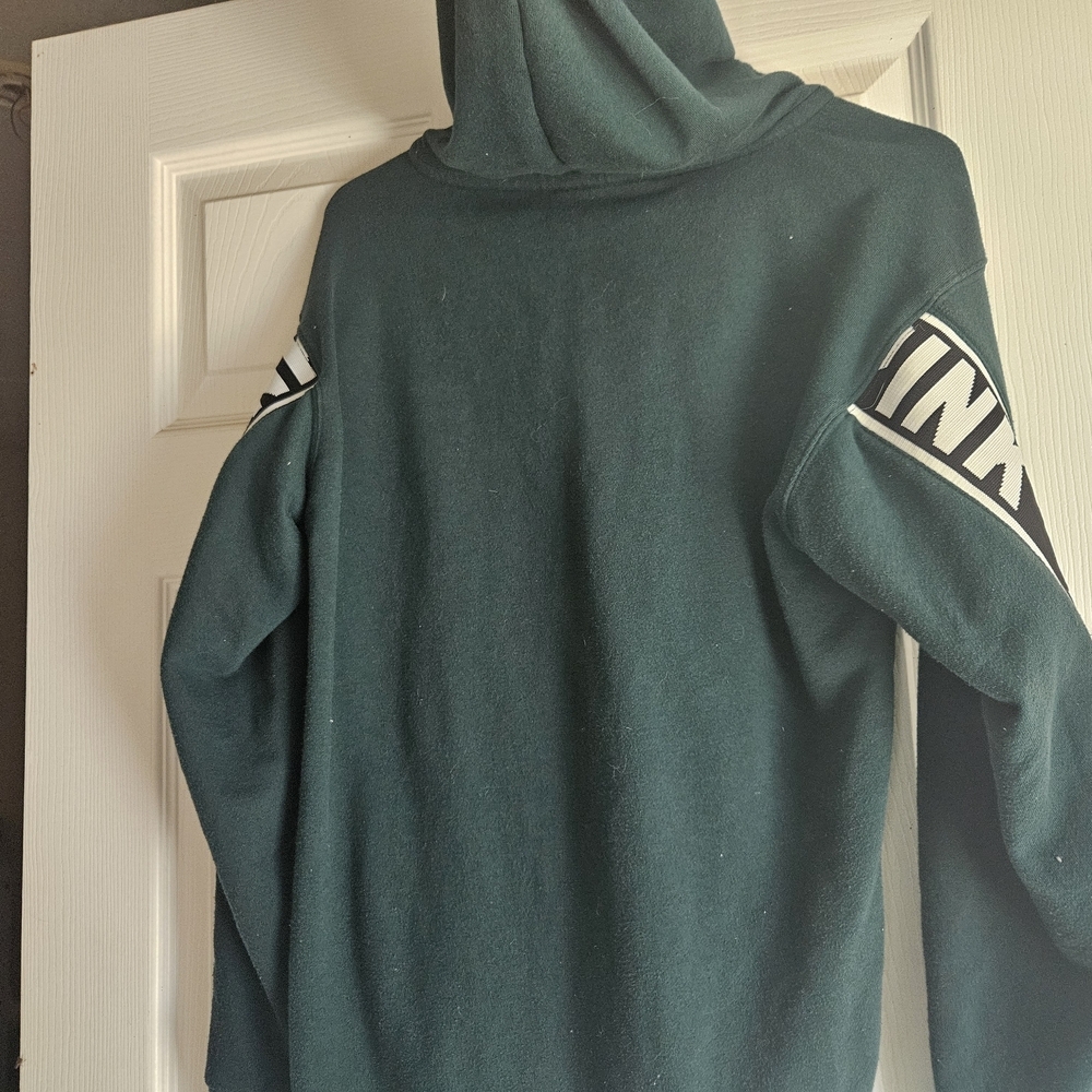 Green PINK Victoria's Secret Womens 3/4 Zip With Hood Sweater - Picture 3 of 5